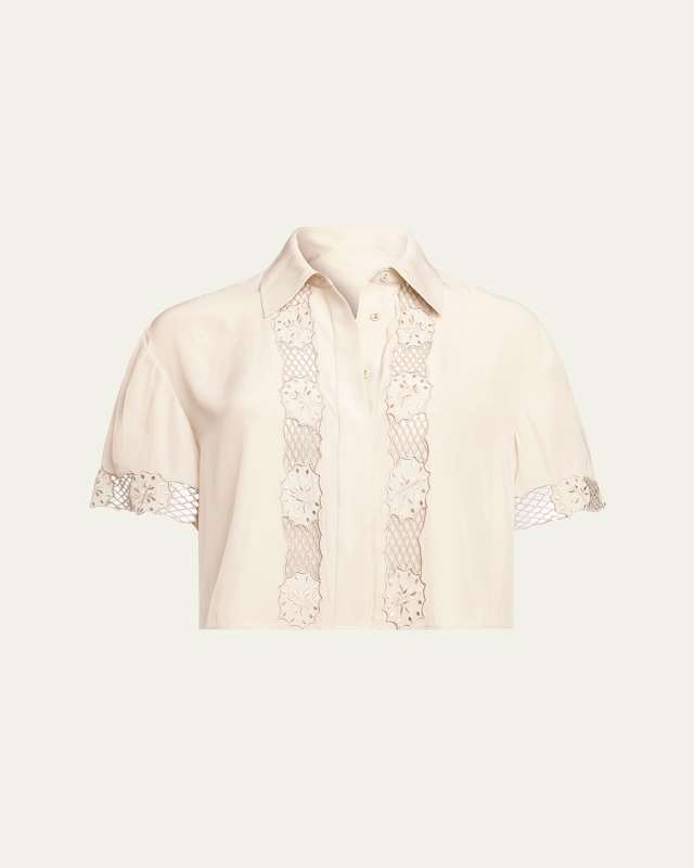 Tania Embroidered Button-Front Top